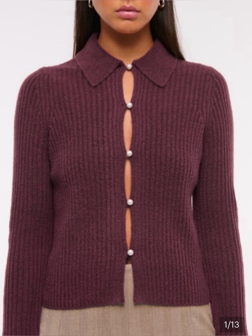 Abercrombie & Fitch Burgundy Pearl Button Cardigan